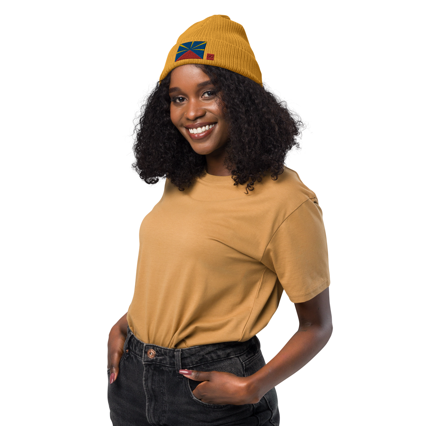 Bonnet côtelé bio logo drapeau 974