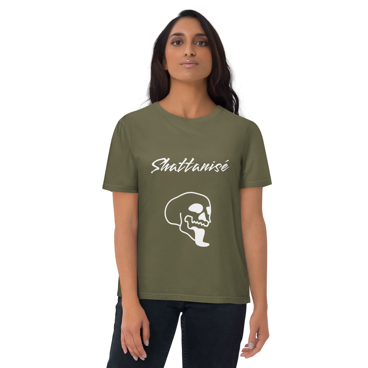 T-shirt shattanisé unisexe en coton biologique